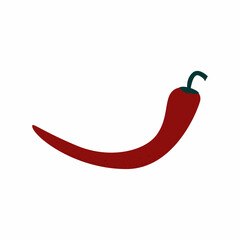 Red hot chili pepper. A spicy ingredient. Spicy hot chili pepper isolated on a white background. Natural healthy food. Illustration in a flat cartoon hand-drawn style