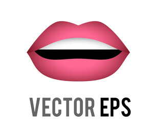 Vector gradient human mouth icon with pair of lips and teeth