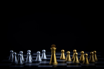 Chess Board Game for Strategic Planning Ideas and Business Competitive Leadership Success team leadership. Displayed under the symbol of a game of chess. with copy space
