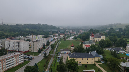 Fototapeta na wymiar Aerial view of the town of Hanusovce nad Toplou in Slovakia