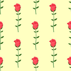 A pattern of a red rose on a yellow background 