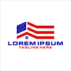 America US flag with house