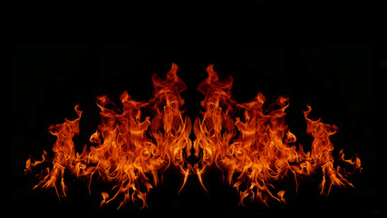 Flame Flame Texture For Strange Shape Fire Background Flame meat that is burned from the stove or from cooking. danger feeling abstract black background Suitable for banners or advertisements.