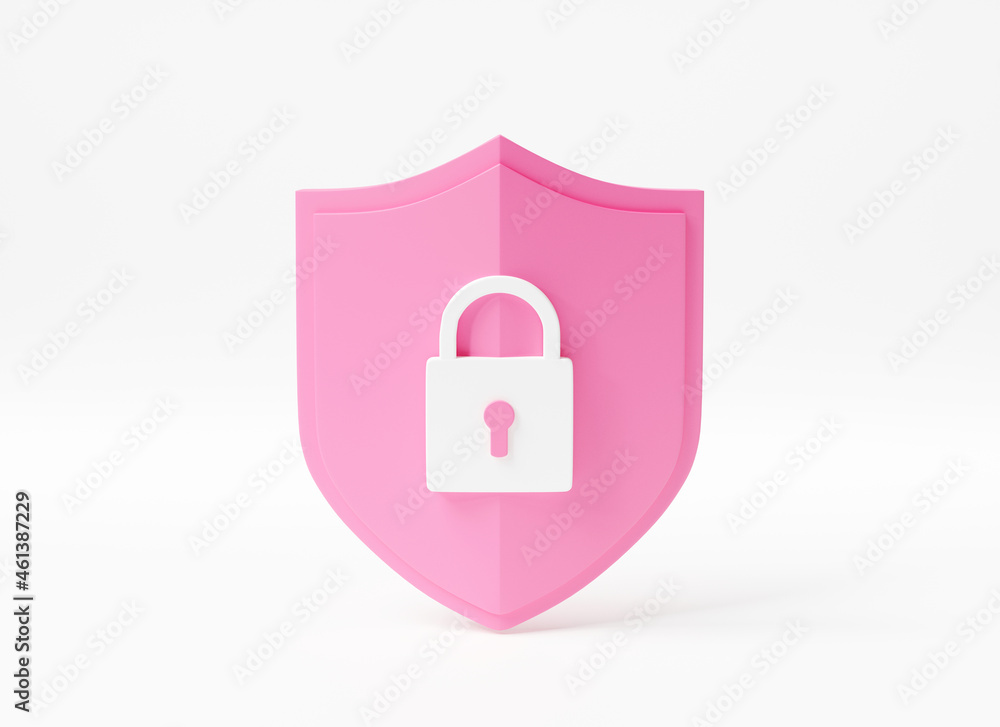 Poster protection padlock abstract shield security with lock data symbol icon on white background, firewall