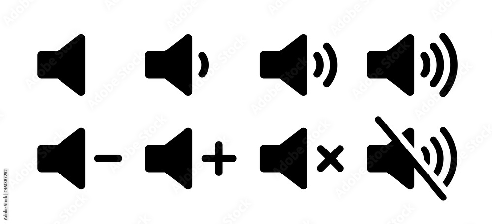 Poster set of sound volume icons isolated on white background.