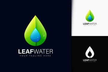 Leaf water logo design with gradient