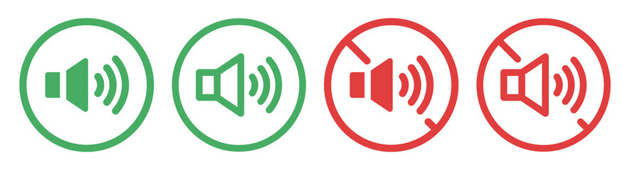 Sound off and sound on icon. Speaker symbol vector illustration.