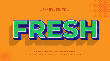 Fresh Vintage Retro 3d Text Style Effect. Editable illustrator text style.