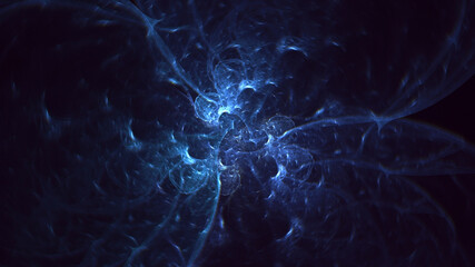 3D rendering abstract blue fractal light background