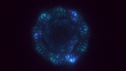 3D rendering abstract blue fractal light background