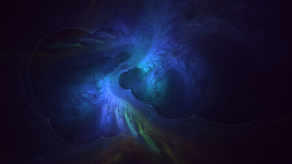 3D rendering abstract blue fractal light background