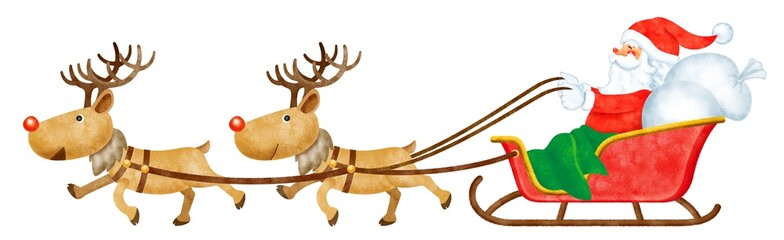 サンタクロースとソリを引くトナカイ © BINGO