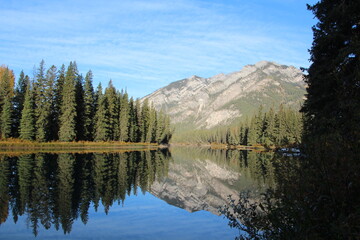 Fototapeta na wymiar October Reflections On The Bow, Banff National Park, Alberta