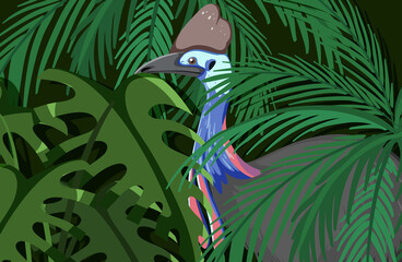 Peacock hidden in the jungle