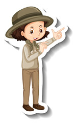 A sticker template of girl cartoon character