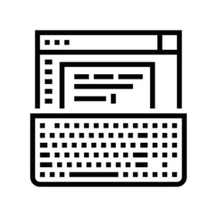 Fototapeta na wymiar typewriter occupation line icon vector. typewriter occupation sign. isolated contour symbol black illustration
