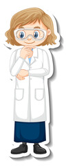 Scientist girl cartoon character in standing pose