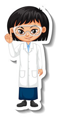 Scientist girl cartoon character sticker