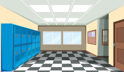 Interior of a school locker room