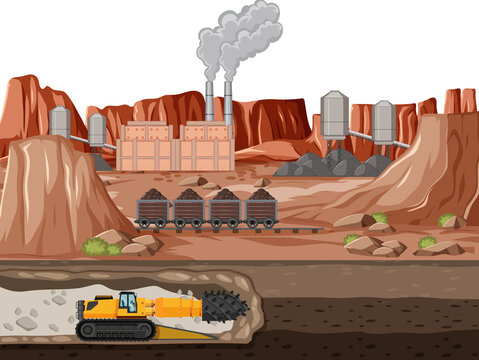 Landscape of coal mine industry with underground
