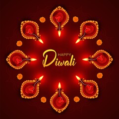 Happy Diwali Greeting with Diya 