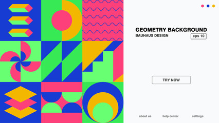 colorful background with flat shapes for website homepage or landing page template vector eps10