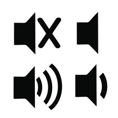 Set of megaphone icon in sihoutte. Vector illustration isolated white background