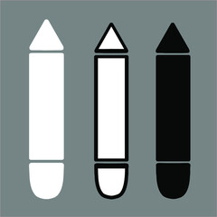 Set of pencil icon. White and black vector illustration. suitable for business icon or education icon