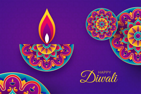 Happy Diwali Greeting, 3D mandala Designs 