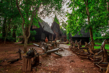 Background of tourist attractions in Chiang Rai of Thailand, Baan Dam or Baan Dam Museum is an art...
