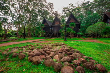 Background of tourist attractions in Chiang Rai of Thailand, Baan Dam or Baan Dam Museum is an art...