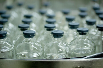  close-up of pharmaceutical production line stand