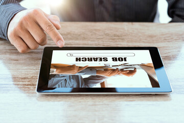 job search concept, find your career, business man looking at online website