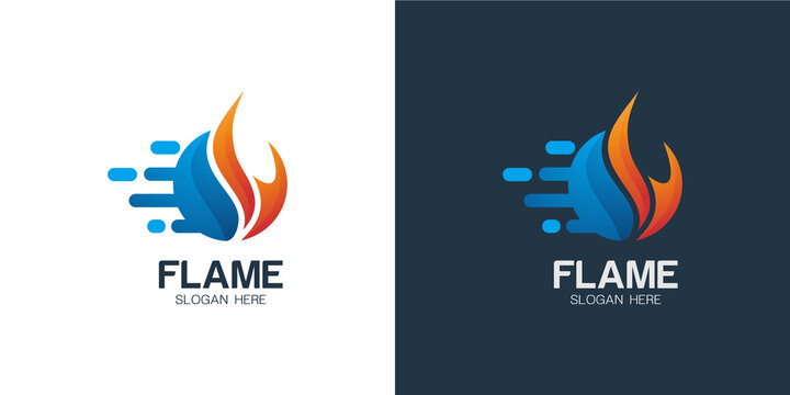 minimalist elegant flame logo set