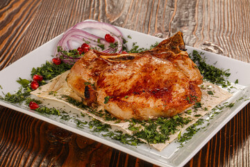 Grilled pork loin barbeque shashlik