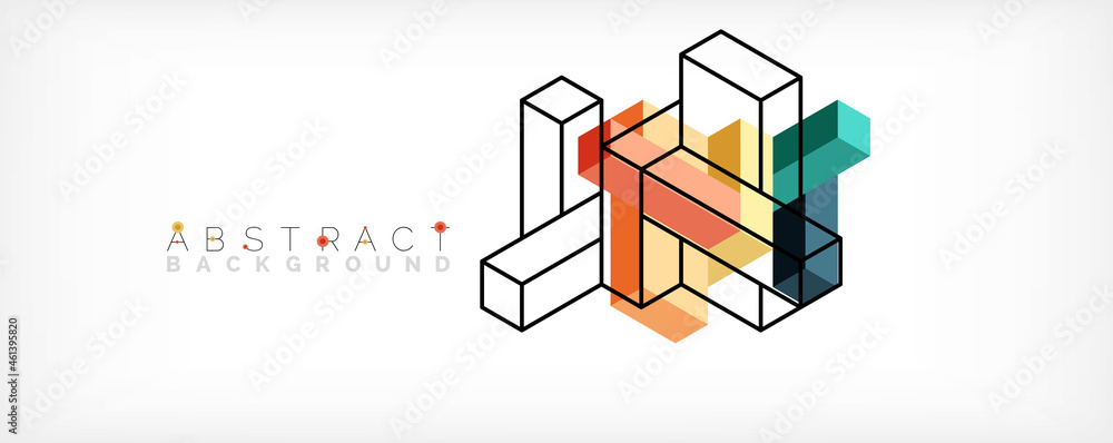 Poster abstract background. 3d cubes, cubic elements and blocks. techno or business concept for wallpaper, 