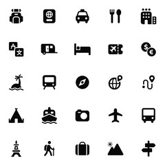 Travel and vacation icons set vector graphic