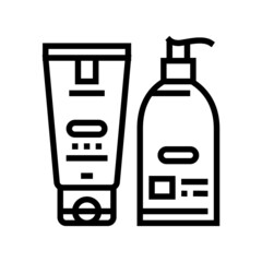 hand cream and lotion packaging line icon vector. hand cream and lotion packaging sign. isolated contour symbol black illustration