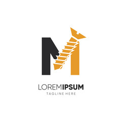Obraz premium Letter M Initial Screw Logo Design Vector Icon Graphic Emblem Illustration Background Template