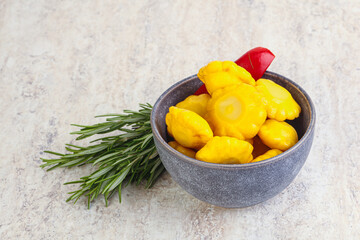 Pickled yellow patisson natural snack