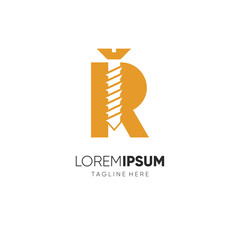 Letter R Initial Screw Logo Design Vector Icon Graphic Emblem Illustration Background Template
