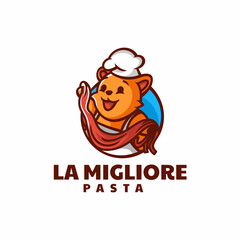 Vector Logo Illustration Pasta Mascot Cartoon Style.