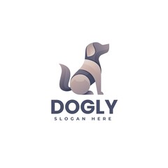 Vector Logo Illustration Dog Gradient Colorful Style.