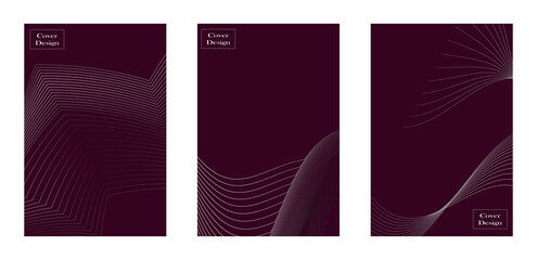 Set of modern cover purple background with lines