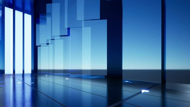 Abstract background of digital wide horizon with glass sheets