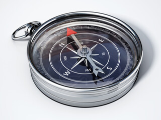 Vintage compass with black gauge isolated on white background. 3D illustration