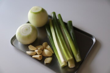fresh garlic green onion shallot