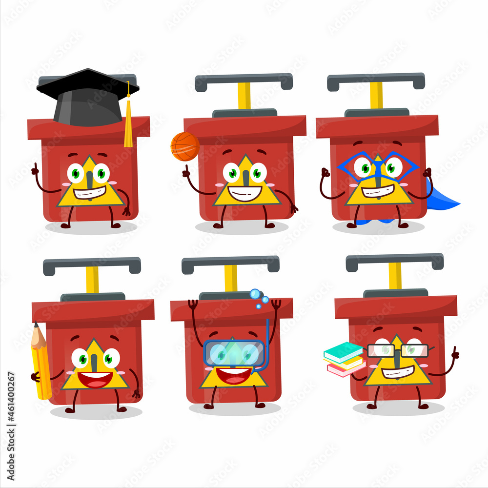 Wall mural School student of dynamite blasting machine cartoon character with various expressions