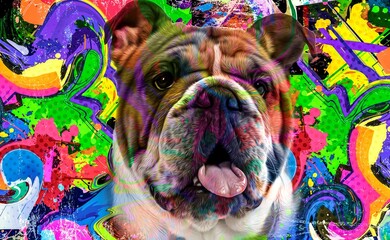 Portrait of a bulldog color art