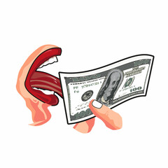 vector illustration of people licking money